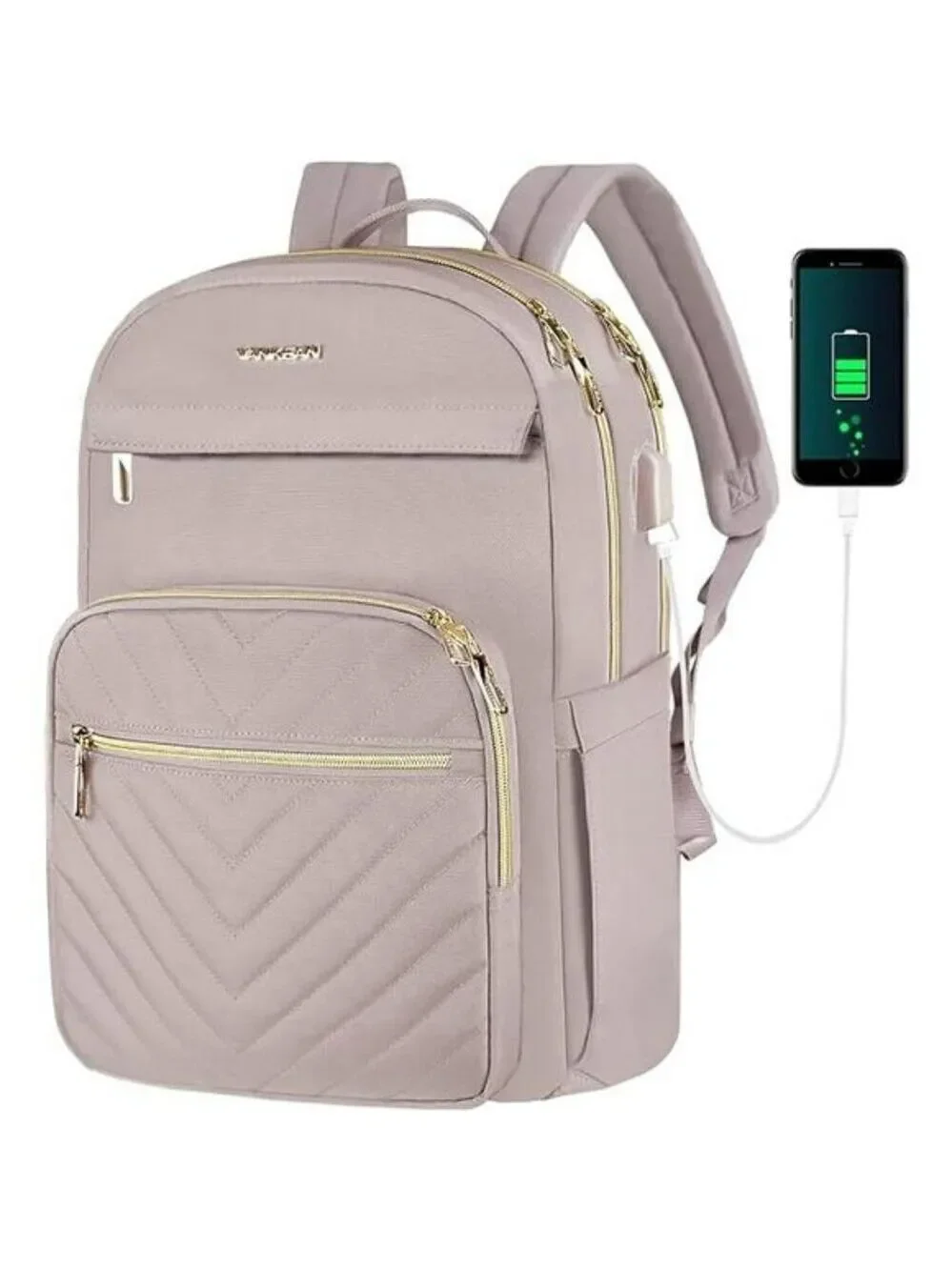 Vankean Womens Laptop Backpack 15.6 Inch USB Work Travel Bag Waterproof Pink
